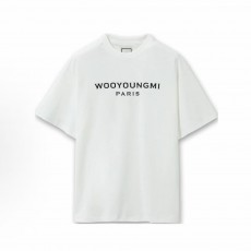 WOOYOUNGMI 솔리드 라운드넥 반팔 티셔츠 남녀공용 화이트