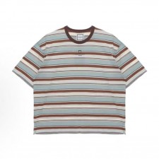 WOOYOUNGMI SS25 스트라이프 컴포트 미니멀 라운드넥 반소매 티셔츠 남성용 멀티컬러