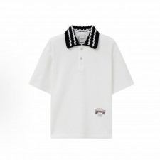 우영미 솔리드 레터 반팔 폴로셔츠 남성용 화이트