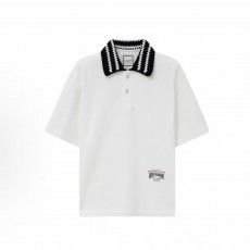 우영미 솔리드 레터 반팔 폴로셔츠 남성용 화이트