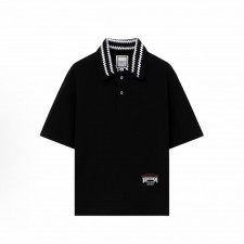 우영미 솔리드 레터 반팔 폴로셔츠 남성용 블랙