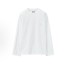 우영미 레터 플라워 드롭숄더 라운드넥 긴팔 티셔츠 남성용 화이트