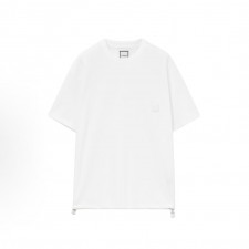 우영미 솔리드 드롭숄더 반팔 라운드넥 루즈핏 티셔츠 남성용 화이트