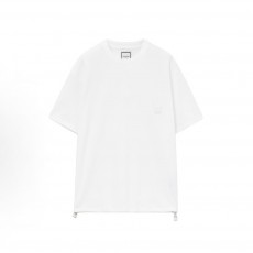 우영미 솔리드 드롭숄더 반팔 라운드넥 루즈핏 티셔츠 남성용 화이트