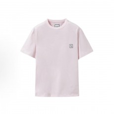 우영미 남성 솔리드 라운드넥 반팔 티셔츠 핑크