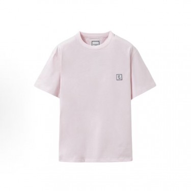 우영미 남성 솔리드 라운드넥 반팔 티셔츠 핑크