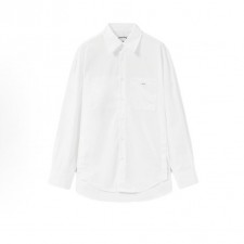 우영미 FW25 남성 화이트 코튼 백로고 긴팔 셔츠