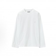 우영미 남성 레터 플라워 드롭숄더 라운드넥 긴팔 티셔츠