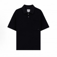 우영미 기본 단색 캐주얼 반팔 폴로셔츠 남성용 네이비