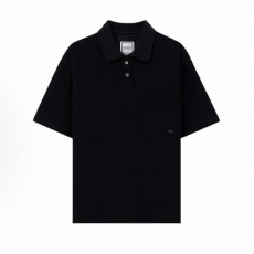 우영미 기본 단색 캐주얼 반팔 폴로셔츠 남성용 네이비