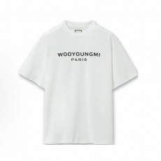 우영미 로고 프린트 라운드넥 반팔 티셔츠 남성용 화이트