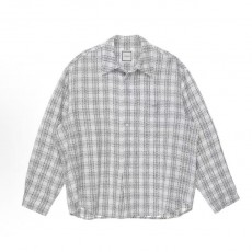 우영미 SS25 체크 컴포트 카라 긴팔 셔츠 남성 화이트