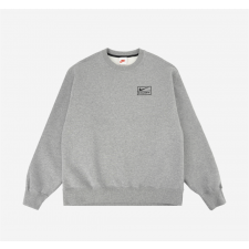 스투시 단색 레터 로고 프린트 루즈핏 라운드넥 긴팔 스웨트셔츠 남성용