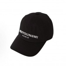 우영미 로고 디자인 코튼 야구모자 남녀공용 블랙