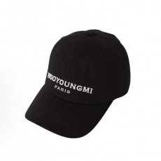 우영미 로고 디자인 코튼 야구모자 남녀공용 블랙
