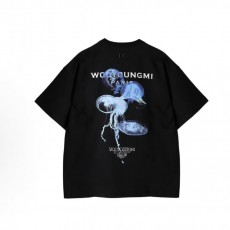 우영미 해파리 레터 프린트 라운드넥 반팔 티셔츠 남성용