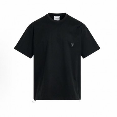 우영미 로고 프린트 라운드넥 반팔 티셔츠 남성용 블랙