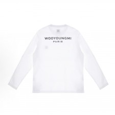 우영미 SS22 솔리드 크루넥 풀오버 롱슬리브 티셔츠 남성 화이트