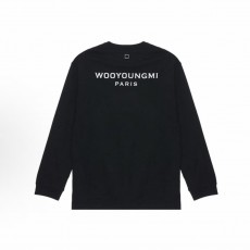 우영미 SS22 솔리드 크루넥 풀오버 롱슬리브 티셔츠 블랙