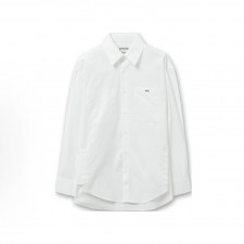 우영미 SS25 캐주얼 스프레드 칼라 싱글 버튼 긴팔 셔츠 남성 화이트