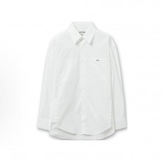 우영미 SS25 캐주얼 스프레드 칼라 싱글 버튼 긴팔 셔츠 남성 화이트