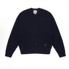 우영미 FW24 단추 포인트 솔리드 긴팔 니트 남성용 다크블루