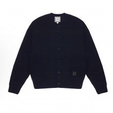 우영미 FW24 단추 포인트 솔리드 긴팔 니트 남성용 다크블루