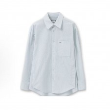 우영미스트라이프 싱글버튼 긴팔 셔츠 남성용 연블루