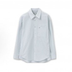 우영미스트라이프 싱글버튼 긴팔 셔츠 남성용 연블루