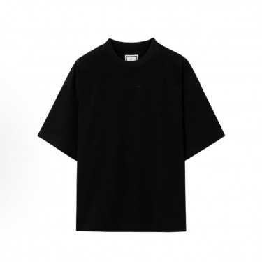 우영미 로고 라운드넥 드롭숄더 반팔 티셔츠 남성 블랙