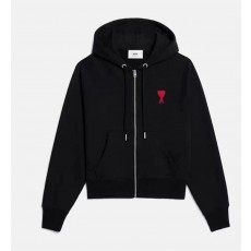 아미파리스 SS23 로고 엠블럼 프린트 지퍼 후드 스웨트셔츠 블랙 (탑아미공장)