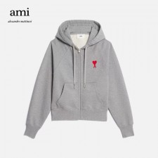 아미파리스 SS23 로고 엠블럼 프린트 지퍼 후드 스웨트셔츠 그레이 (탑아미공장)