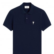 아미파리스 화이트 하트 자수 코튼 반팔 폴로셔츠 블루 (탑아미공장)