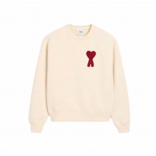 아미파리스 심플 니트 하트 라운드넥 풀오버 스웨트셔츠 레드 (탑아미공장)