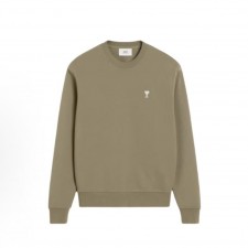 아미파리스 화이트 배지 라운드넥 맨투맨 야계그린 (탑아미공장)