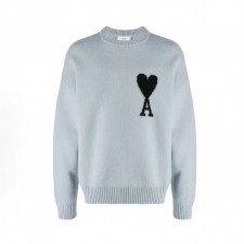 아미파리스 하트 레터링 자카드 라운드넥 루즈핏 니트 (탑아미공장)