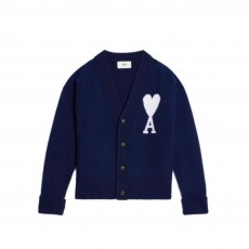 아미파리 하트 패턴 V넥 싱글 버튼 니트 가디건 (탑아미공장)