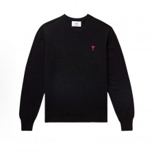 아미파리 하트 로고 미니 자수 크루넥 울 니트 남성 블랙 (탑아미공장)