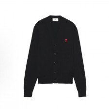 아미파리 SS22 스몰 하트 레드 라벨 로고 울 니트 남성용 블랙 (탑아미공장)