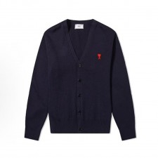 아미파리 SS22 스몰 하트 레드 라벨 로고 울 니트 남성용 네이비 (탑아미공장)