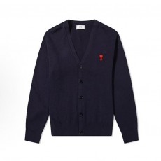 아미파리 SS22 스몰 하트 레드 라벨 로고 울 니트 남성용 네이비 (탑아미공장)