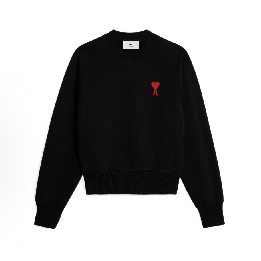 아미파리 SS23 레드 하트 자수 크루넥 맨투맨 유니섹스 블랙 (탑아미공장)