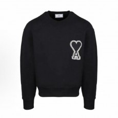 아미파리 퓨어 컬러 하트 로고 클래식 라운드넥 맨투맨 블랙 (탑아미공장)