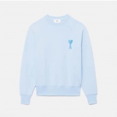 아미파리 SS22 하트 로고 자수 라운드넥 긴팔 맨투맨 남성용 블루 (탑아미공장)