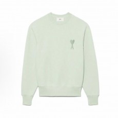 아미파리 SS22 하트 로고 자수 라운드넥 긴팔 맨투맨 남성용 그린 (탑아미공장)