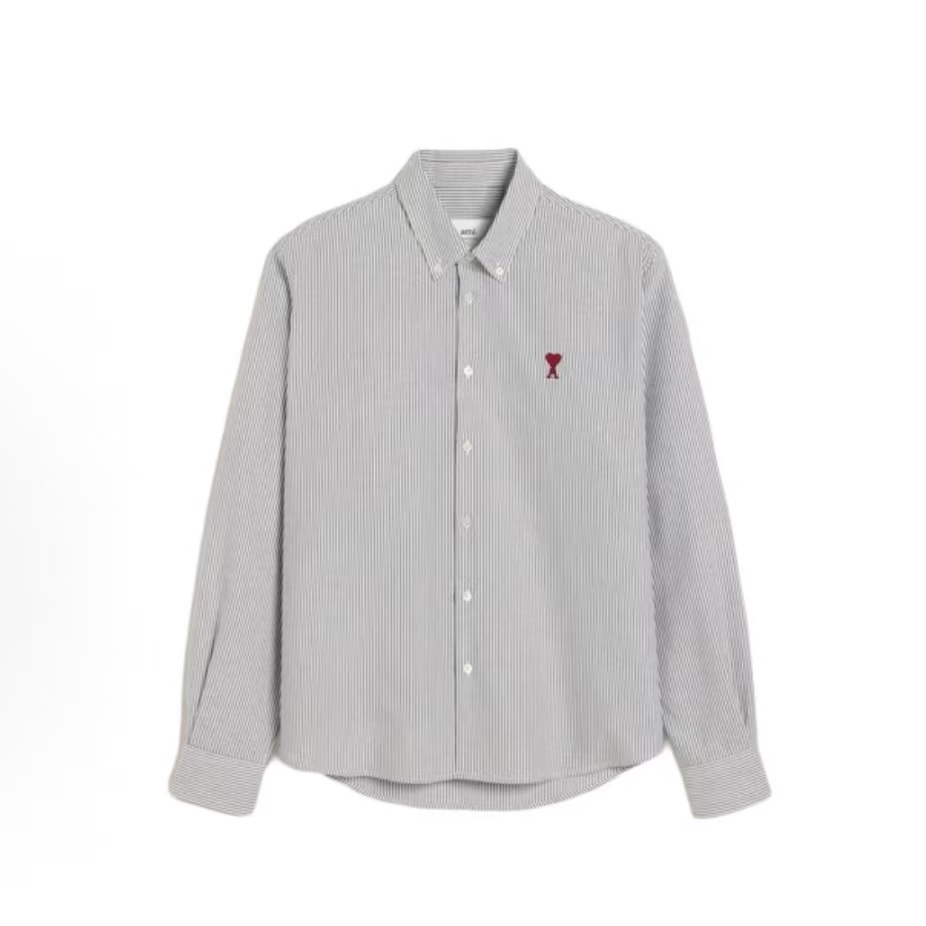 아미파리 SS24 레드 하트 스트라이프 긴팔 셔츠 블랙 화이트 (탑아미공장)