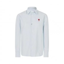 아미파리 SS24 레드 하트 스트라이프 긴팔 셔츠 블루 화이트 (탑아미공장)