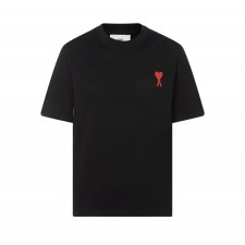 아미파리 SS23 레드 하트 자수 반팔 티셔츠 블랙 (탑아미공장)