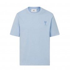 아미파리 SS23 레드 하트 자수 반팔 티셔츠 블루 (탑아미공장)