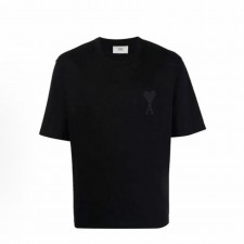 아미파리 SS22 캔디 컬러 하트 로고 자수 라운드넥 반팔 티셔츠 블랙 (탑아미공장)